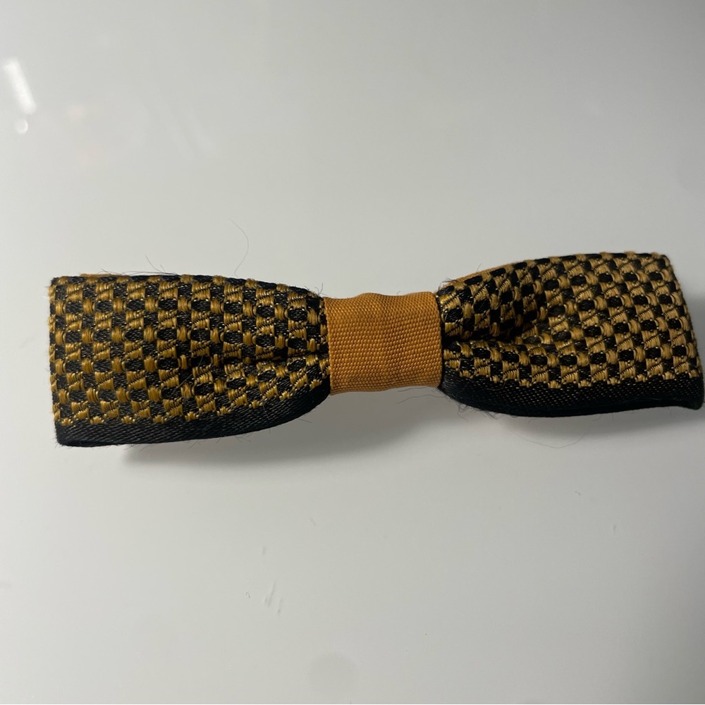 Vintage Gold and Black clip on bow Tie - Picture 2 of 6